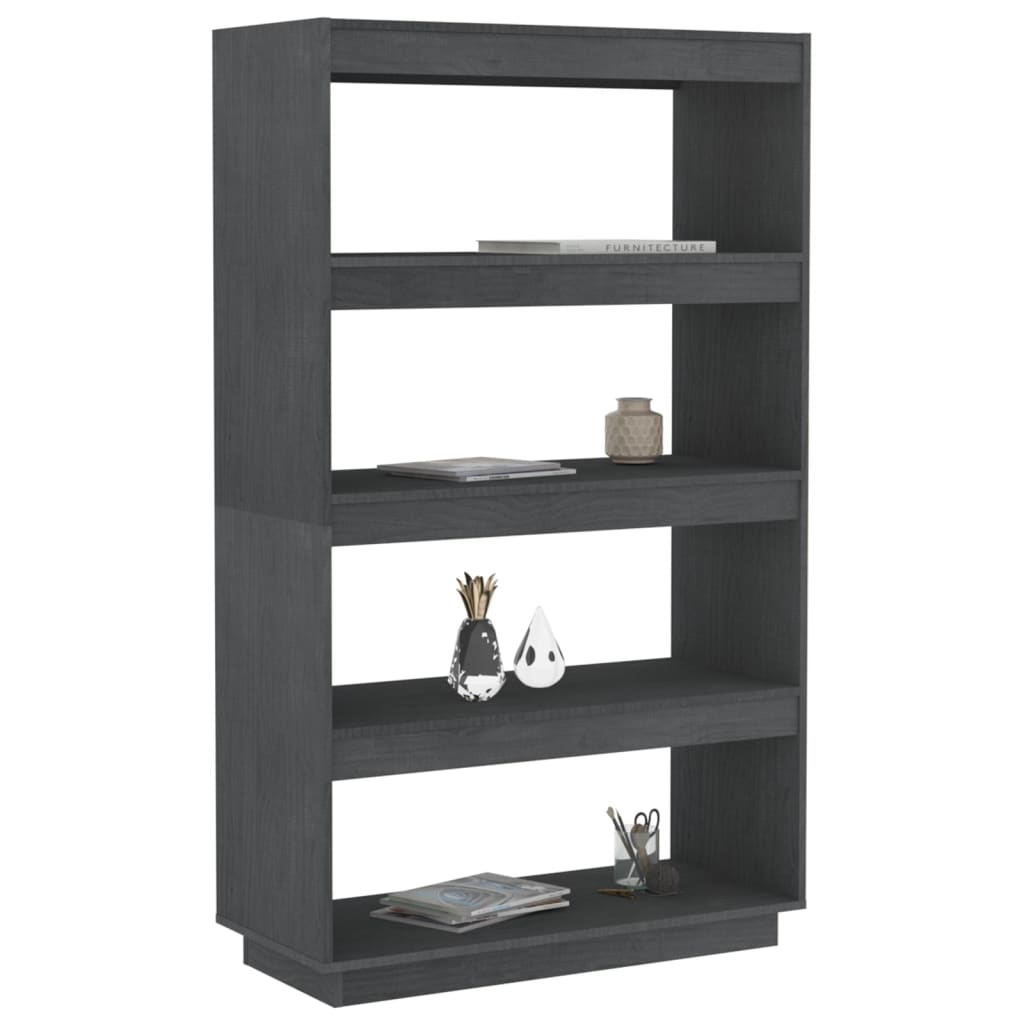 vidaXL Bibliotecă/Separator cameră, gri, 80x35x135 cm, lemn masiv pin vidaXL Bibliotecă/Separator cameră, gri, 80x35x135 cm, lemn masiv pin