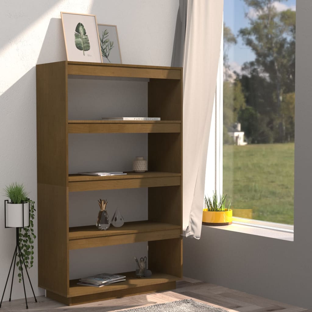 vidaXL Bibliotecă/Separator cameră, maro miere, 80x35x135 cm lemn pin vidaXL Bibliotecă/Separator cameră, maro miere, 80x35x135 cm lemn pin