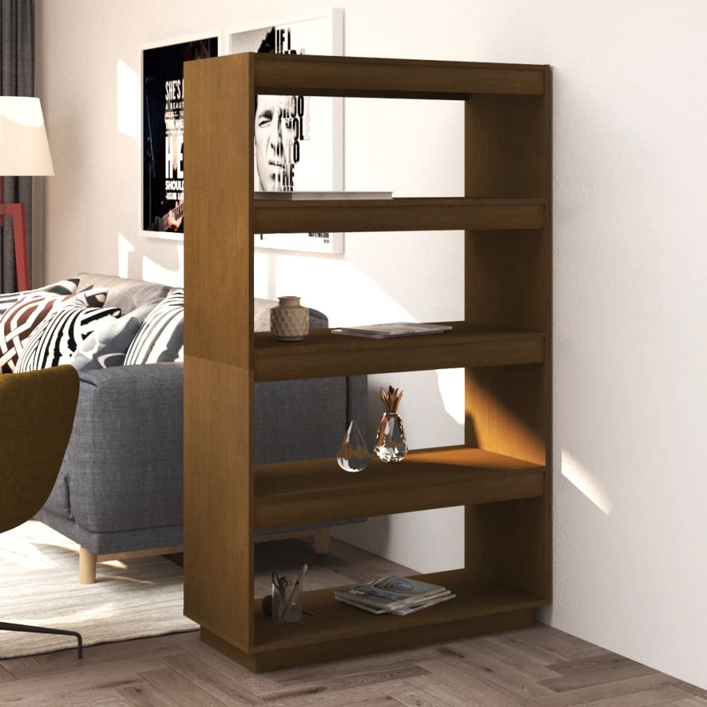 vidaXL Bibliotecă/Separator cameră, maro miere, 80x35x135 cm lemn pin vidaXL Bibliotecă/Separator cameră, maro miere, 80x35x135 cm lemn pin