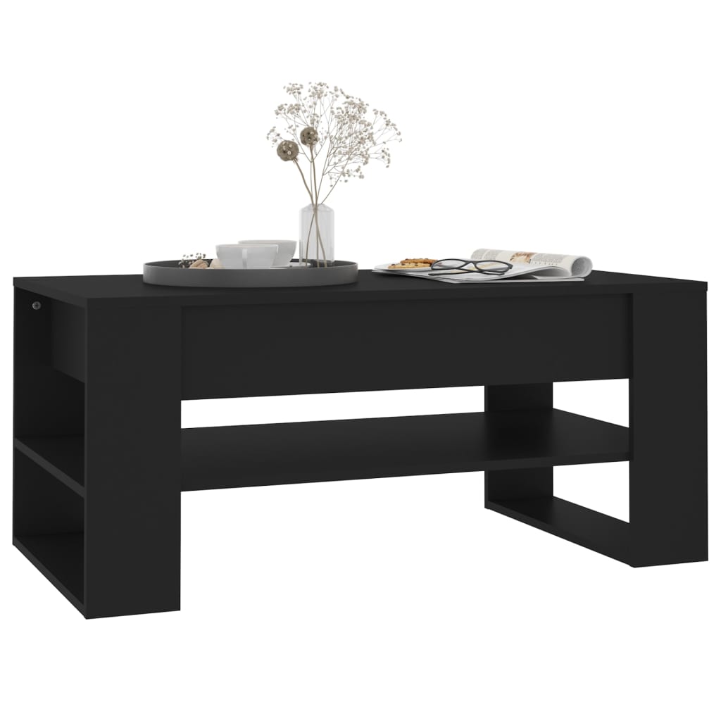 vidaXL Masă de cafea, negru, 102x55x45 cm, lemn prelucrat