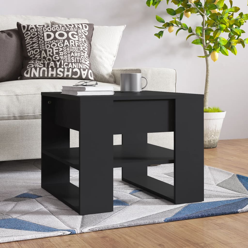 vidaXL Măsuță de cafea, negru, 55,5x55x45 cm, lemn prelucrat vidaXL Măsuță de cafea, negru, 55,5x55x45 cm, lemn prelucrat