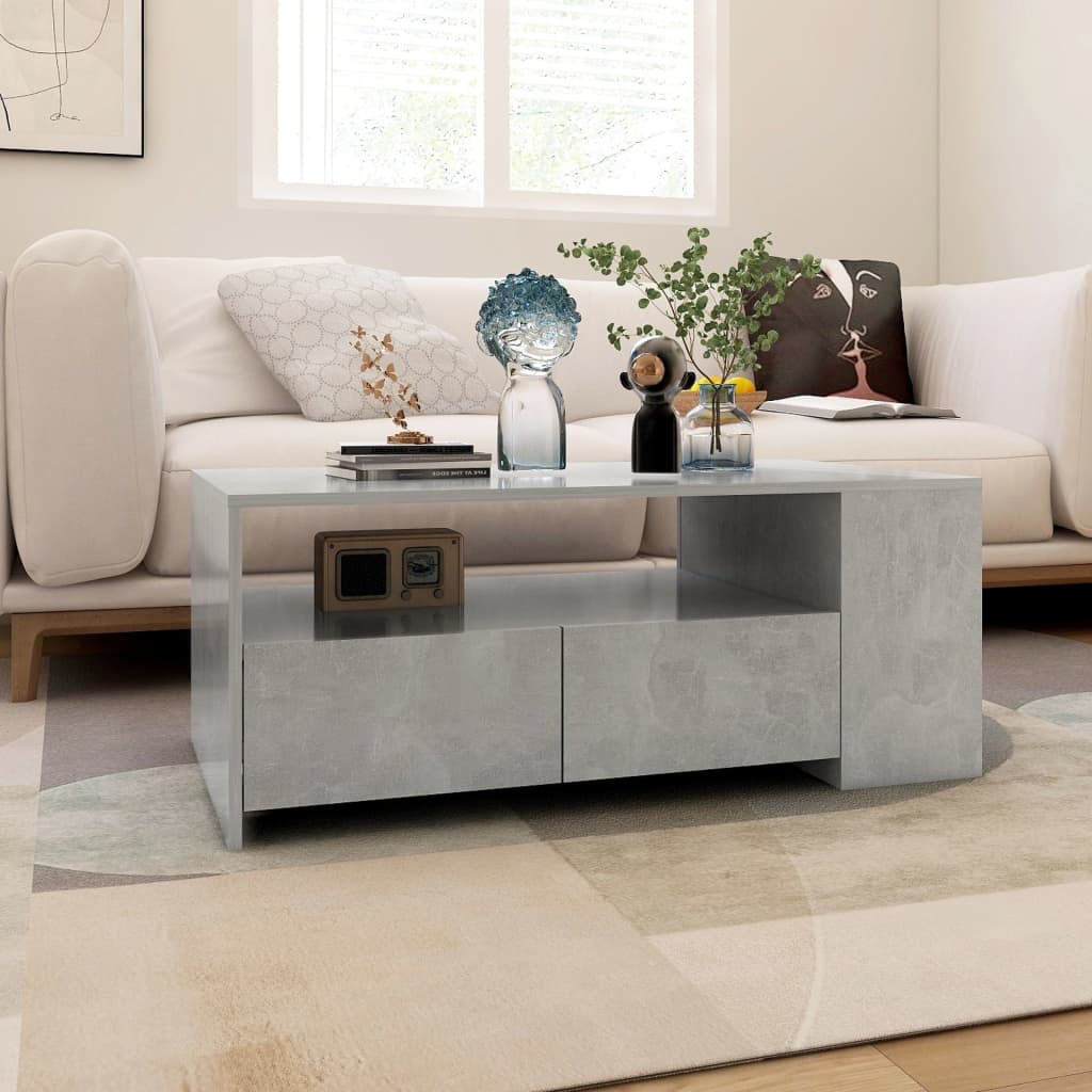 vidaXL Măsuță de cafea, gri beton, 102x55x42 cm, lemn prelucrat