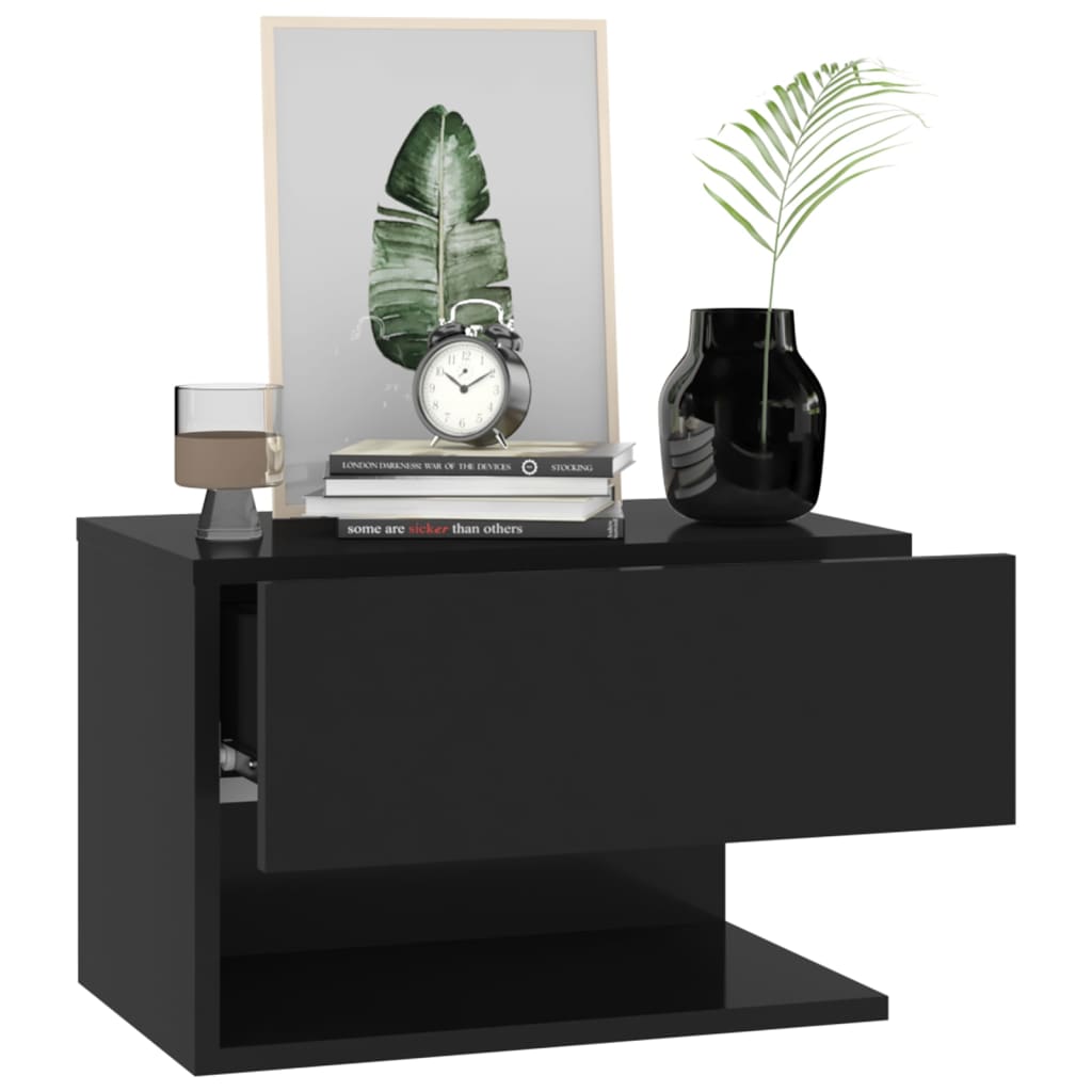 vidaXL Noptieră de perete, negru vidaXL Noptieră de perete, negru