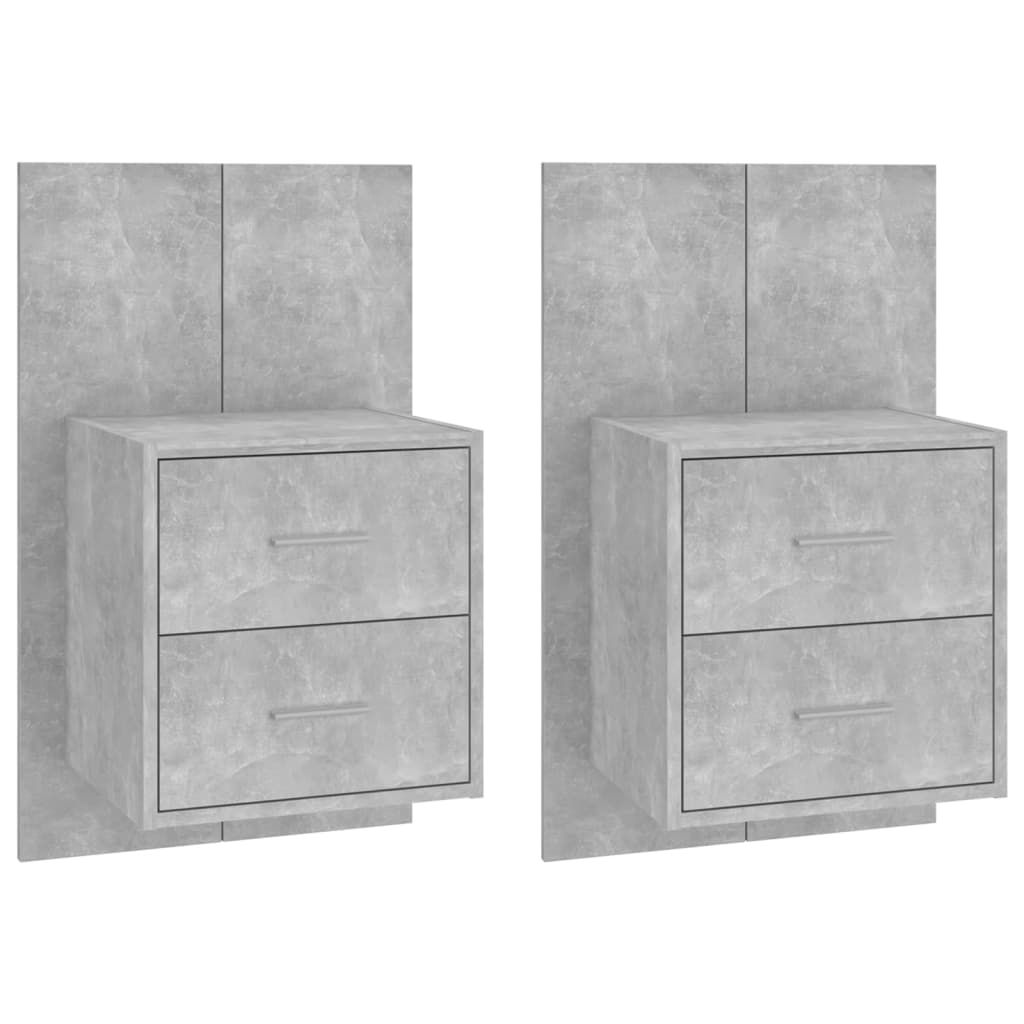 vidaXL Noptiere de perete, 2 buc., gri beton