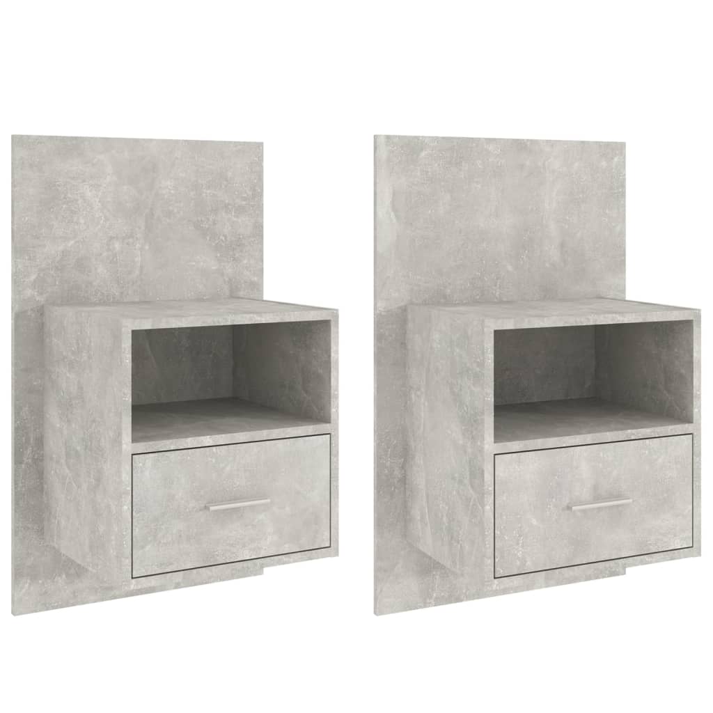 vidaXL Noptiere de perete, 2 buc., gri beton