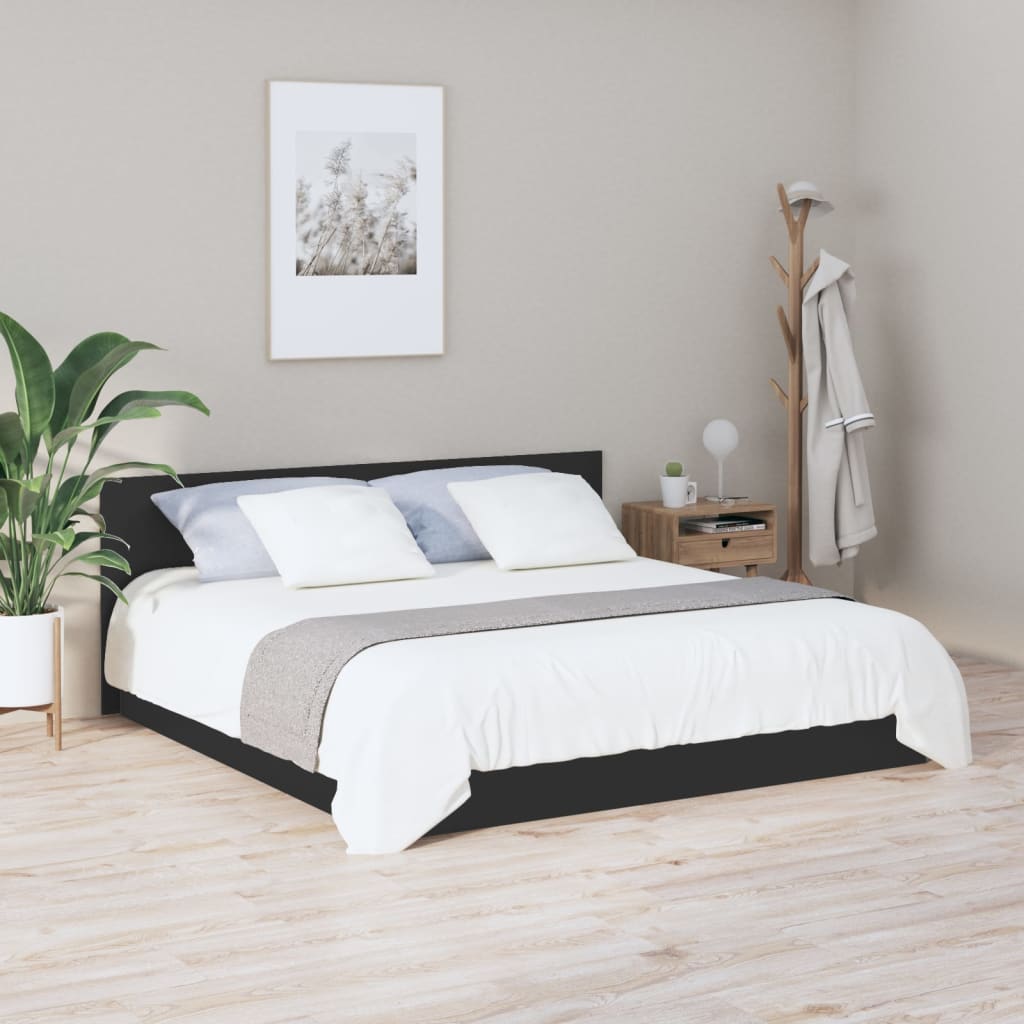 vidaXL Tăblie de pat, negru, 200x1,5x80 cm, lemn prelucrat