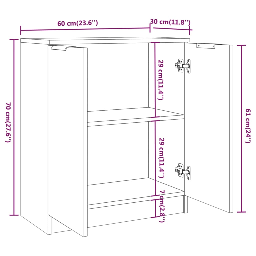 vidaXL Servantă, alb extralucios, 60x30x70 cm, lemn prelucrat vidaXL Servantă, alb extralucios, 60x30x70 cm, lemn prelucrat