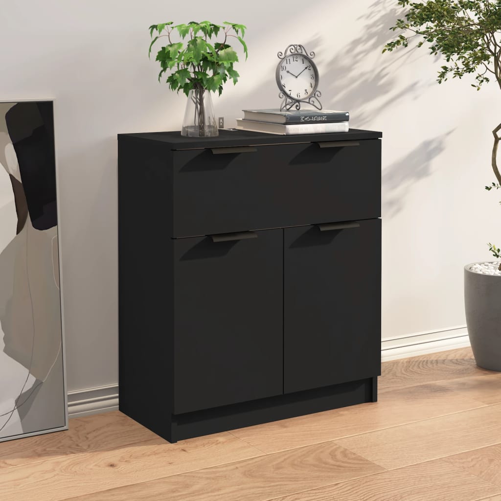 vidaXL Servantă, negru, 60x30x70 cm, lemn prelucrat