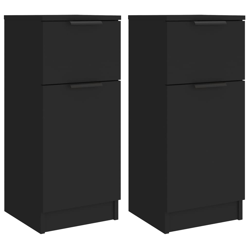 vidaXL Servante, 2 buc., negru, 30x30x70 cm, lemn prelucrat