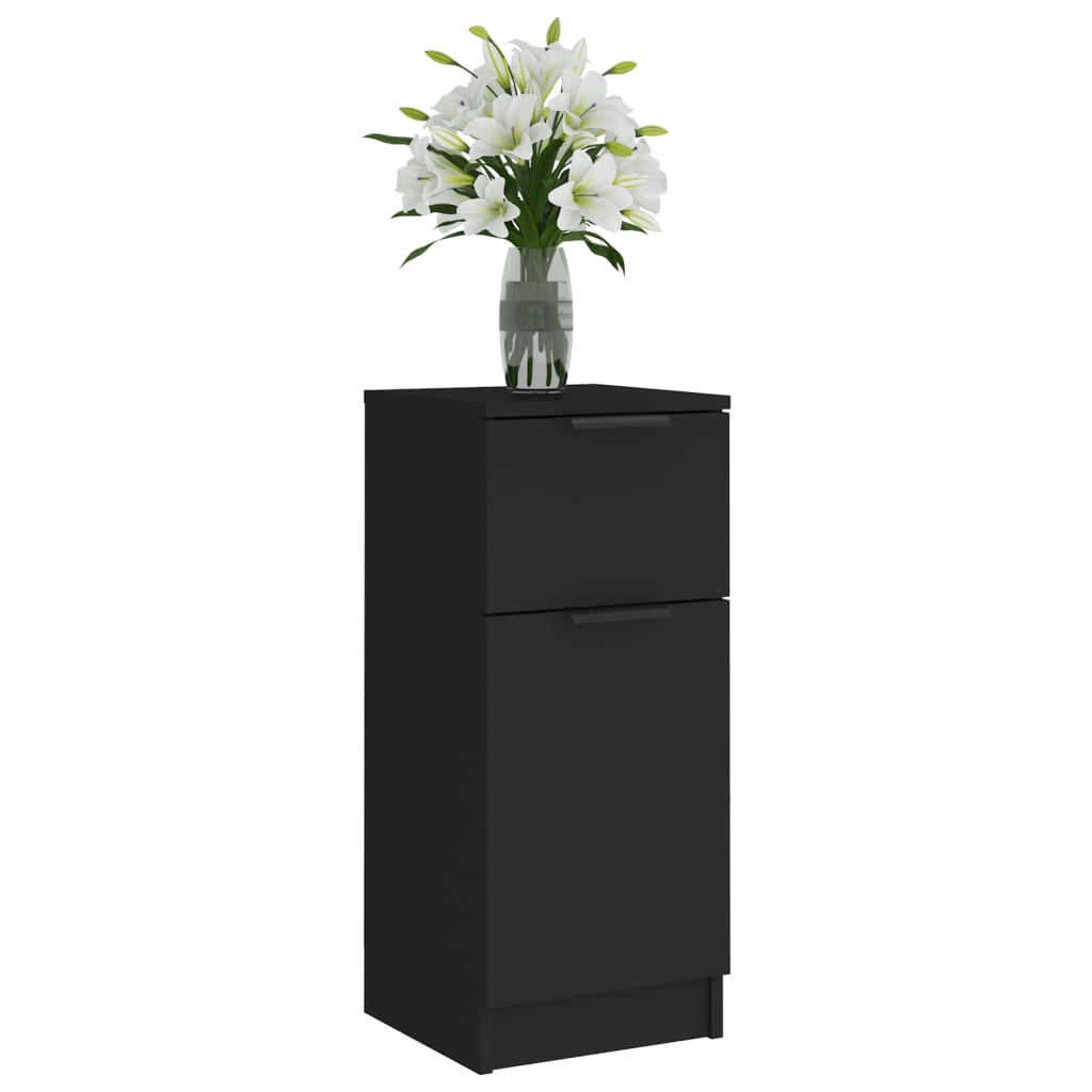 vidaXL Servante, 2 buc., negru, 30x30x70 cm, lemn prelucrat