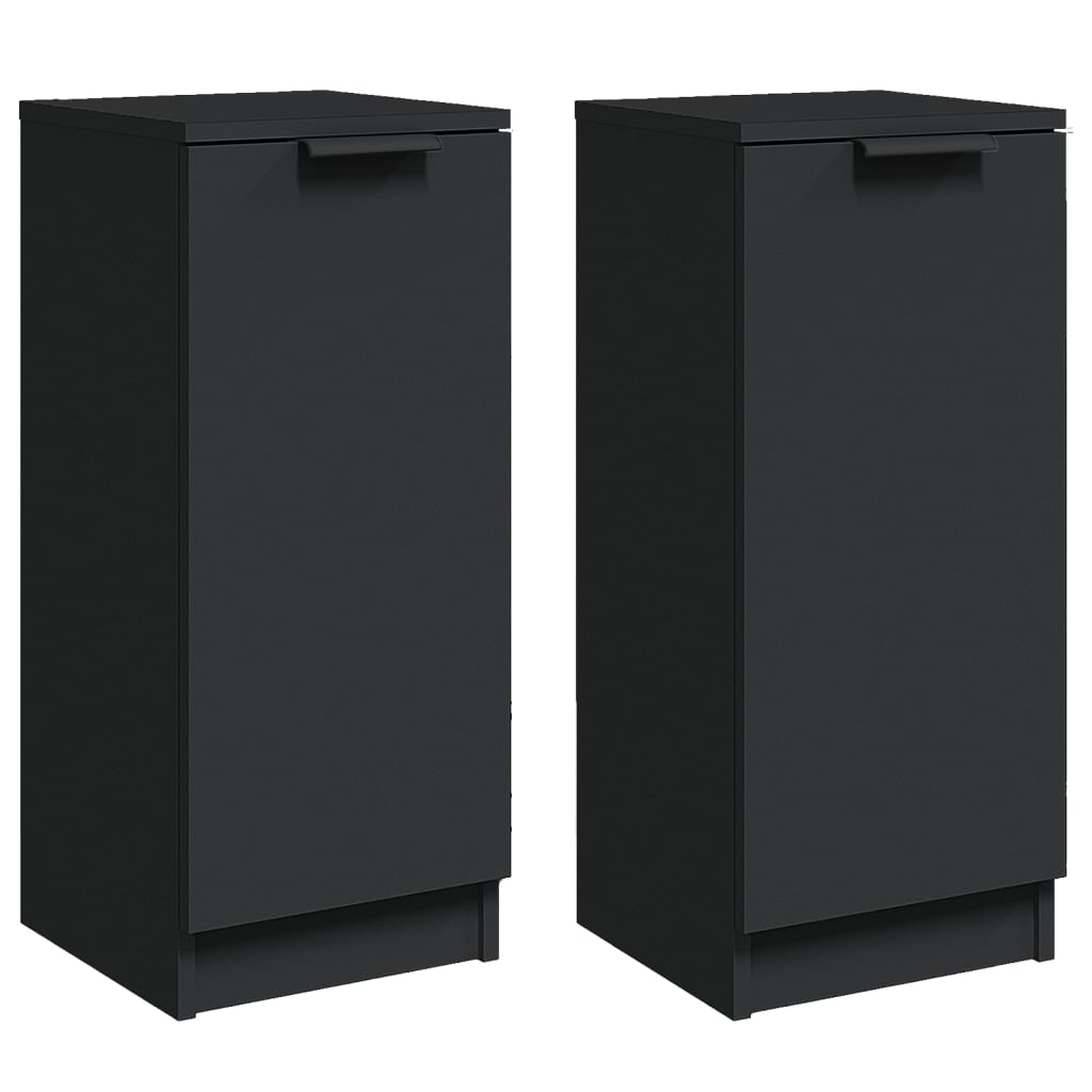 vidaXL Servante, 2 buc., negru, 30x30x70 cm, lemn prelucrat