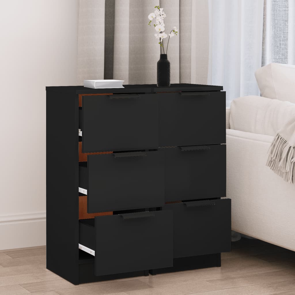 vidaXL Servante, 2 buc., negru, 30x30x70 cm, lemn prelucrat vidaXL Servante, 2 buc., negru, 30x30x70 cm, lemn prelucrat