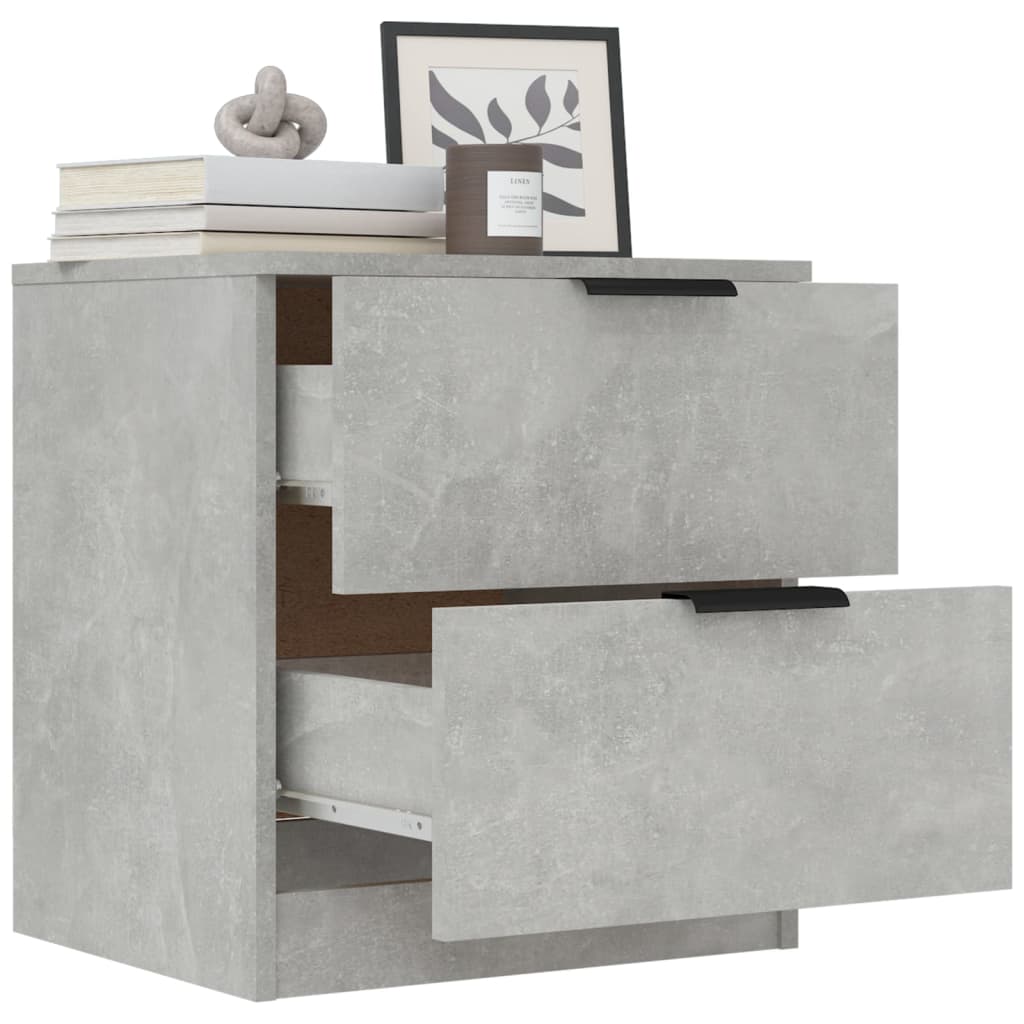 vidaXL Noptiere, 2 buc., gri beton, lemn prelucrat vidaXL Noptiere, 2 buc., gri beton, lemn prelucrat