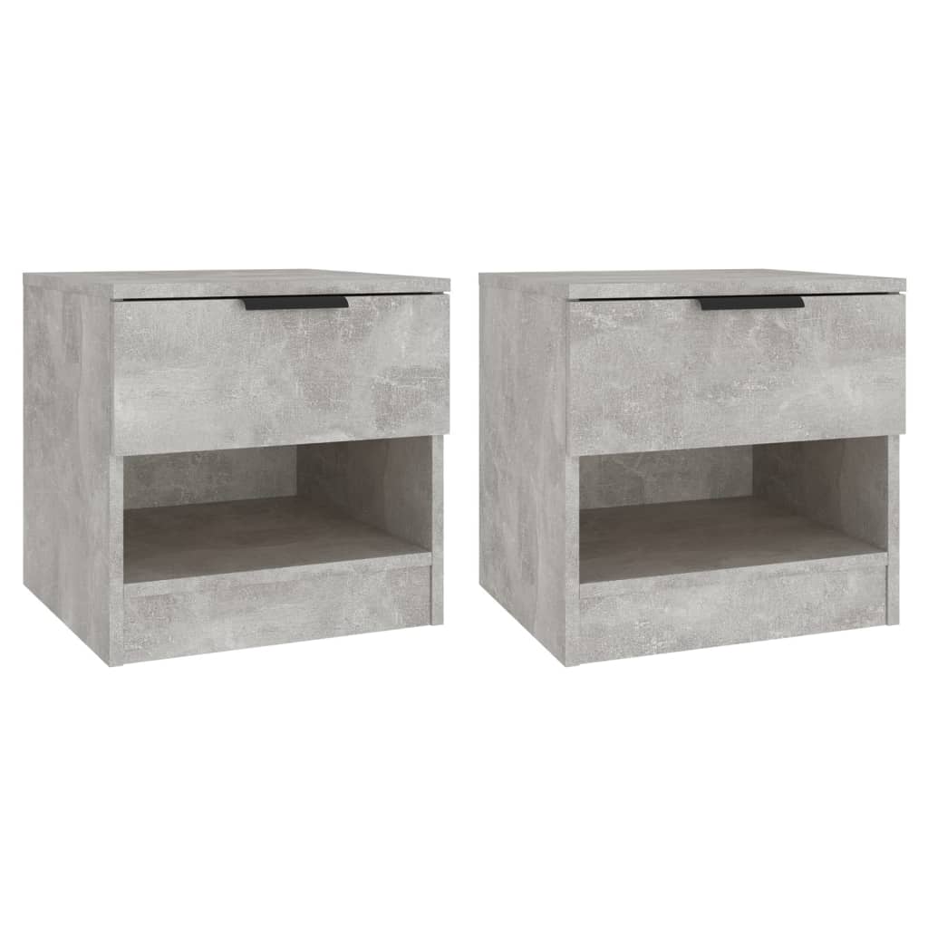 vidaXL Noptiere, 2 buc., gri beton, lemn prelucrat