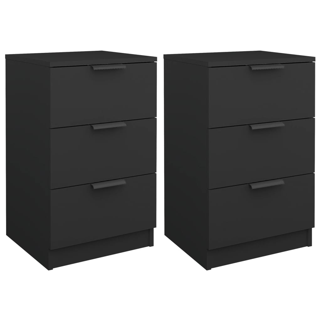 vidaXL Noptiere, 2 buc., Negru, 40x36x65 cm vidaXL Noptiere, 2 buc., Negru, 40x36x65 cm