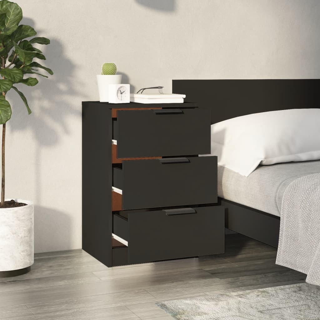 vidaXL Noptiere, 2 buc., Negru, 40x36x65 cm vidaXL Noptiere, 2 buc., Negru, 40x36x65 cm