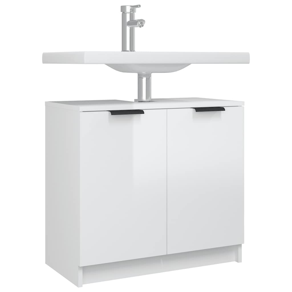 vidaXL Dulap de baie, alb extralucios, 64,5x33,5x59 cm, lemn compozit