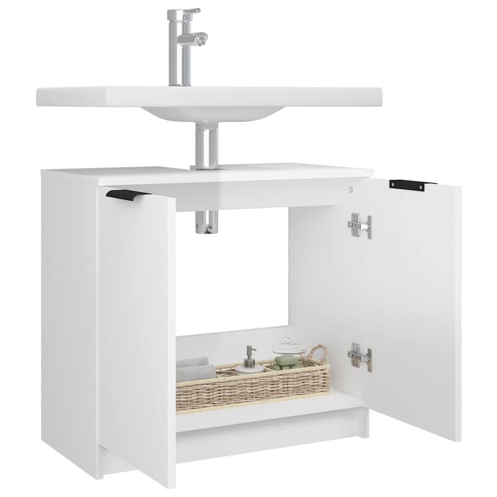 vidaXL Dulap de baie, alb extralucios, 64,5x33,5x59 cm, lemn compozit