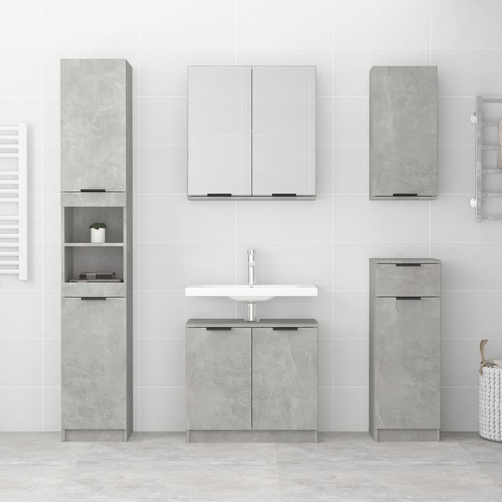 vidaXL Dulap de baie cu oglindă, gri beton, 64x20x67 cm