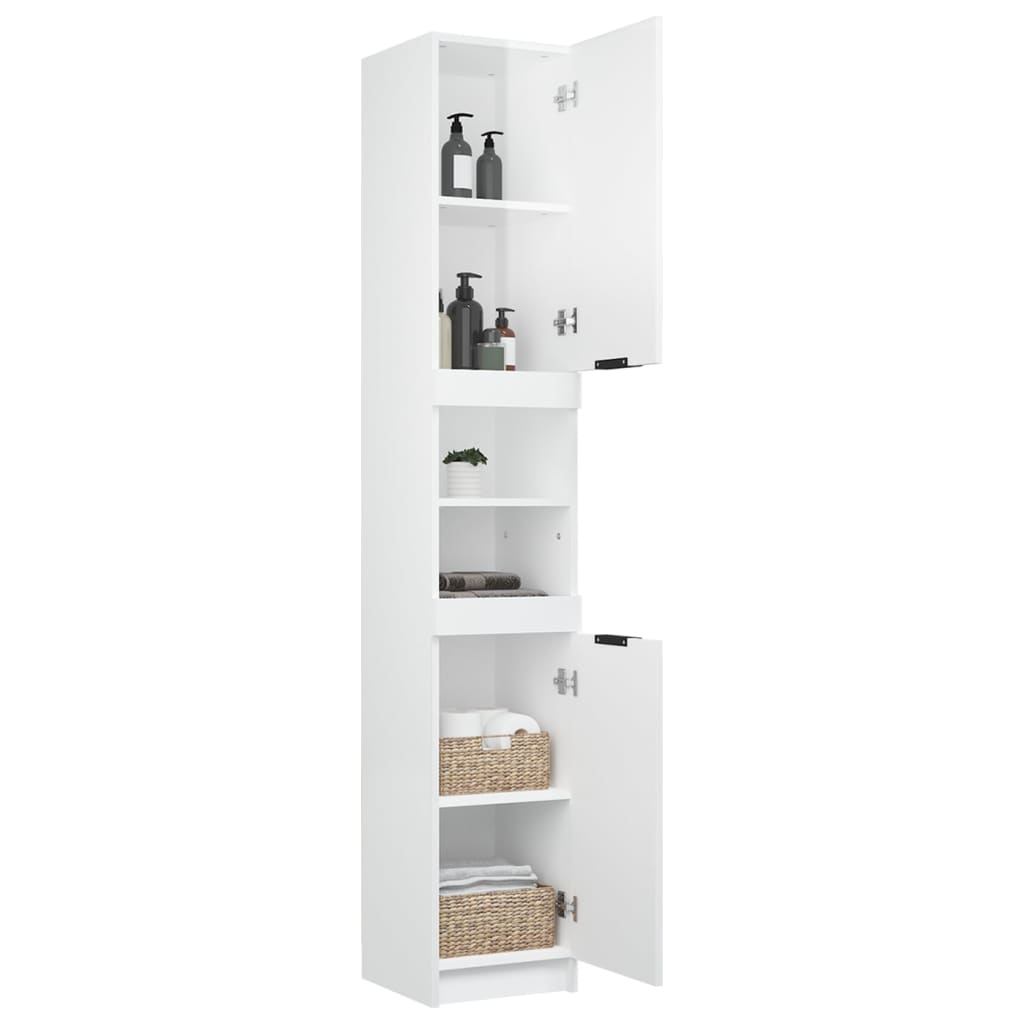vidaXL Dulap de baie, alb extralucios, 32x34x188,5 cm, lemn compozit