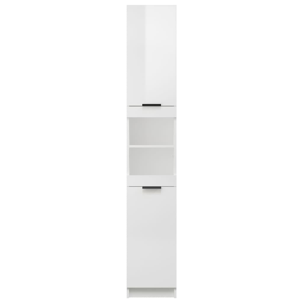 vidaXL Dulap de baie, alb extralucios, 32x34x188,5 cm, lemn compozit