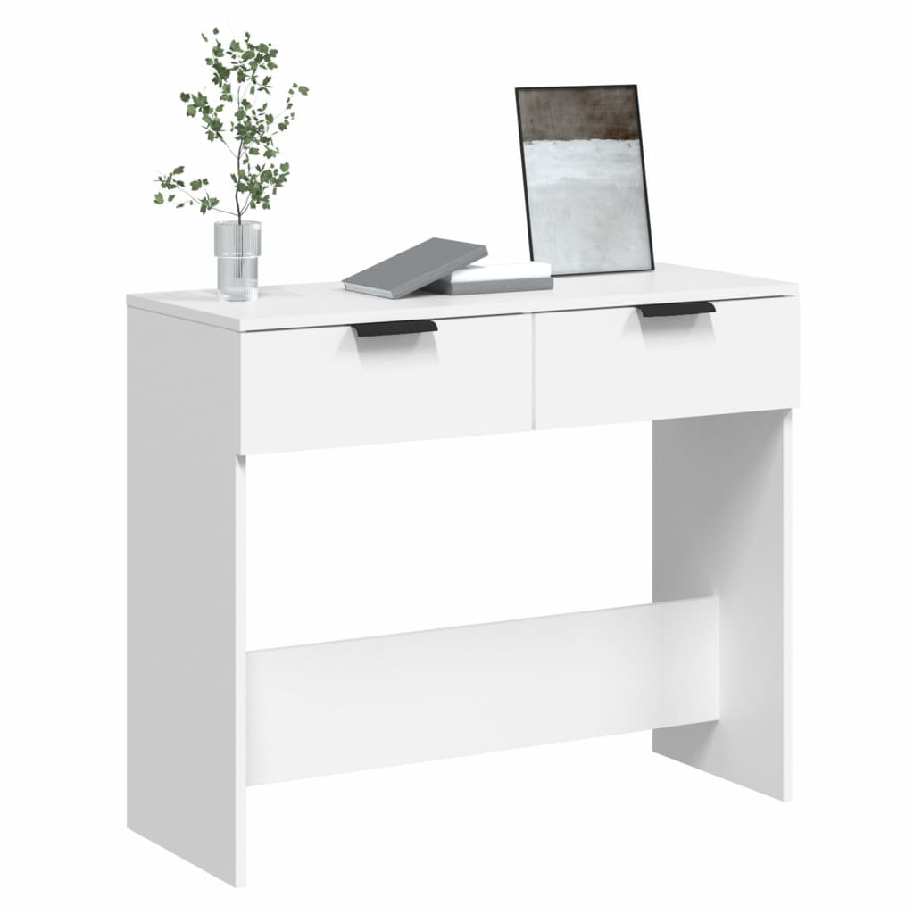 vidaXL Măsuță consolă, alb, 90x36x75 cm, lemn prelucrat vidaXL Măsuță consolă, alb, 90x36x75 cm, lemn prelucrat