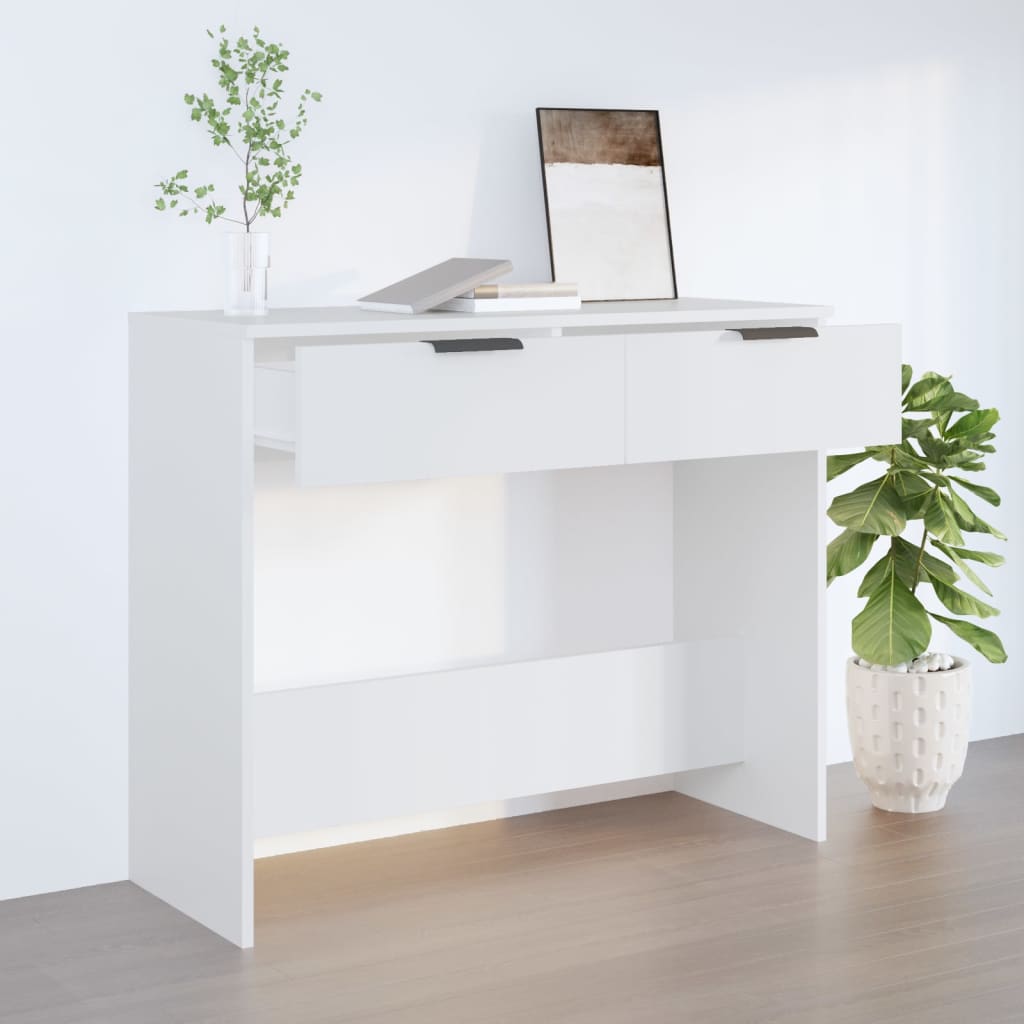 vidaXL Măsuță consolă, alb, 90x36x75 cm, lemn prelucrat vidaXL Măsuță consolă, alb, 90x36x75 cm, lemn prelucrat