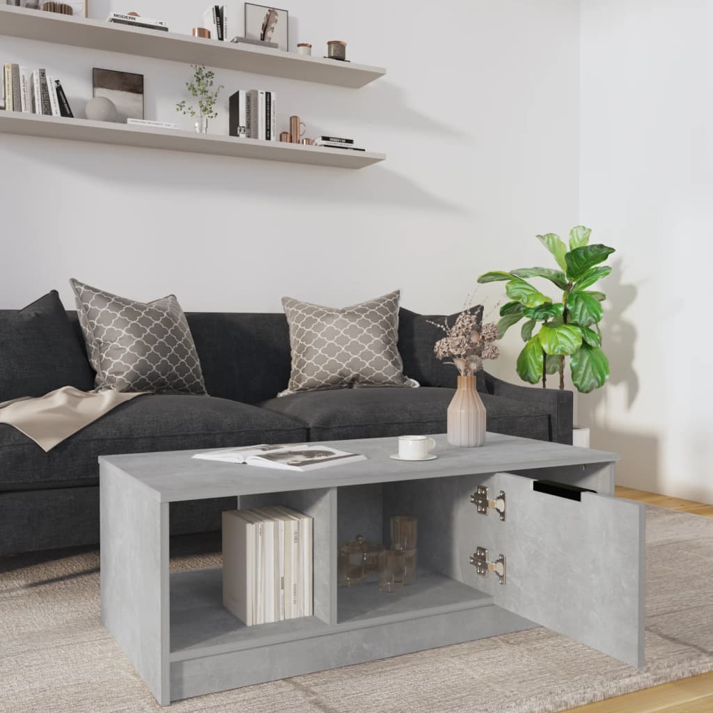 vidaXL Măsuță de cafea, gri beton, 102x50x36 cm, lemn prelucrat vidaXL Măsuță de cafea, gri beton, 102x50x36 cm, lemn prelucrat