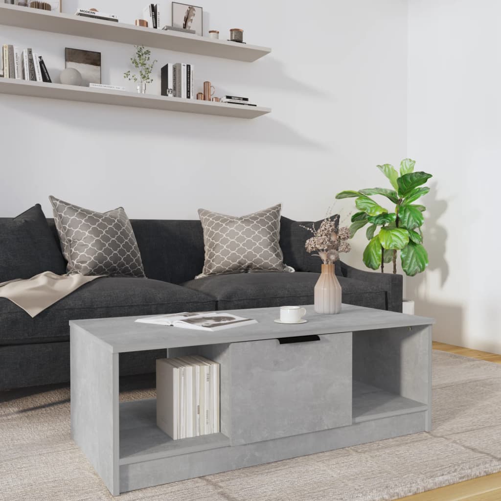 vidaXL Măsuță de cafea, gri beton, 102x50x36 cm, lemn prelucrat vidaXL Măsuță de cafea, gri beton, 102x50x36 cm, lemn prelucrat