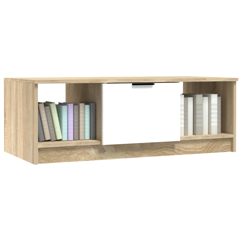 vidaXL Măsuță cafea, alb / stejar sonoma, 102x50x36 cm, lemn prelucrat vidaXL Măsuță cafea, alb / stejar sonoma, 102x50x36 cm, lemn prelucrat