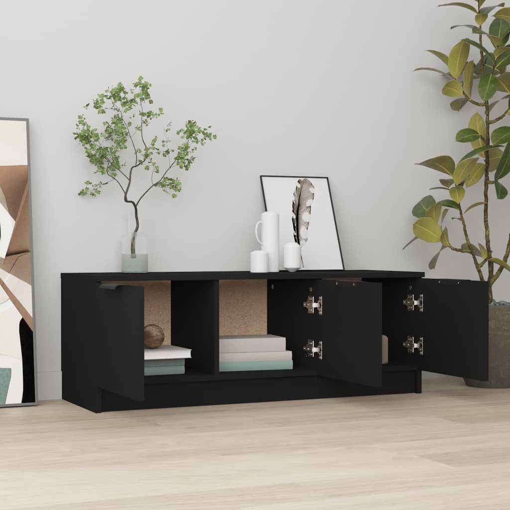 vidaXL Comodă TV, negru, 102x35x36,5 cm, lemn prelucrat
