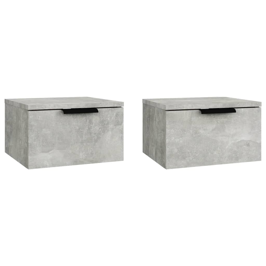 vidaXL Noptiere de perete, 2 buc., gri beton, 34x30x20 cm