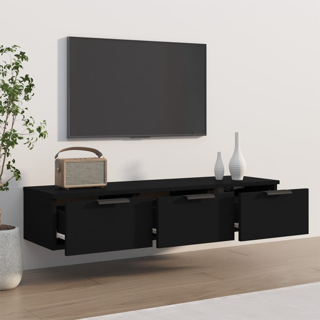 vidaXL Dulap de perete, negru, 102x30x20 cm, lemn prelucrat vidaXL Dulap de perete, negru, 102x30x20 cm, lemn prelucrat