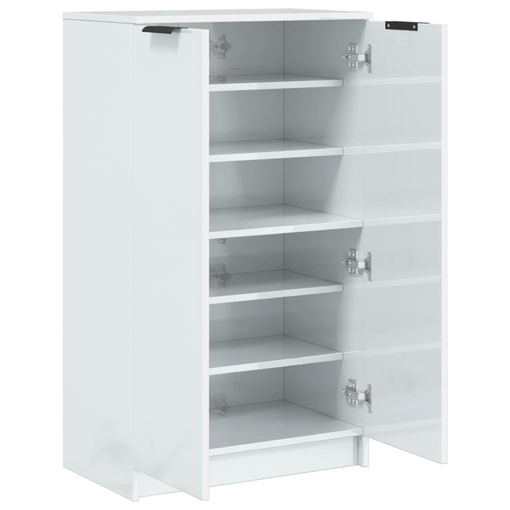 vidaXL Pantofar, alb extralucios, 59x35x100 cm, lemn compozit vidaXL Pantofar, alb extralucios, 59x35x100 cm, lemn compozit