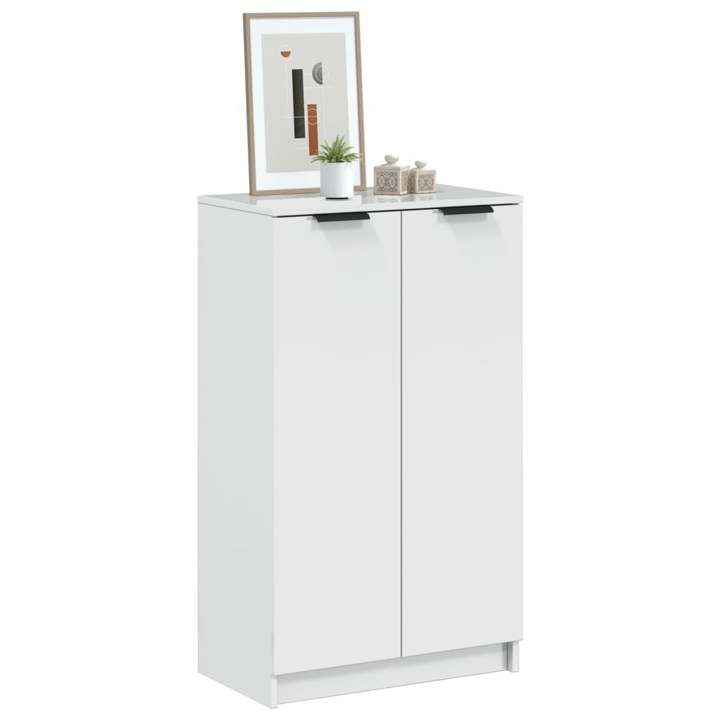 vidaXL Pantofar, alb extralucios, 59x35x100 cm, lemn compozit vidaXL Pantofar, alb extralucios, 59x35x100 cm, lemn compozit