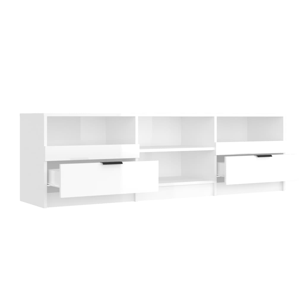 vidaXL Comodă TV, alb extralucios, 150x33,5x45 cm, lemn prelucrat