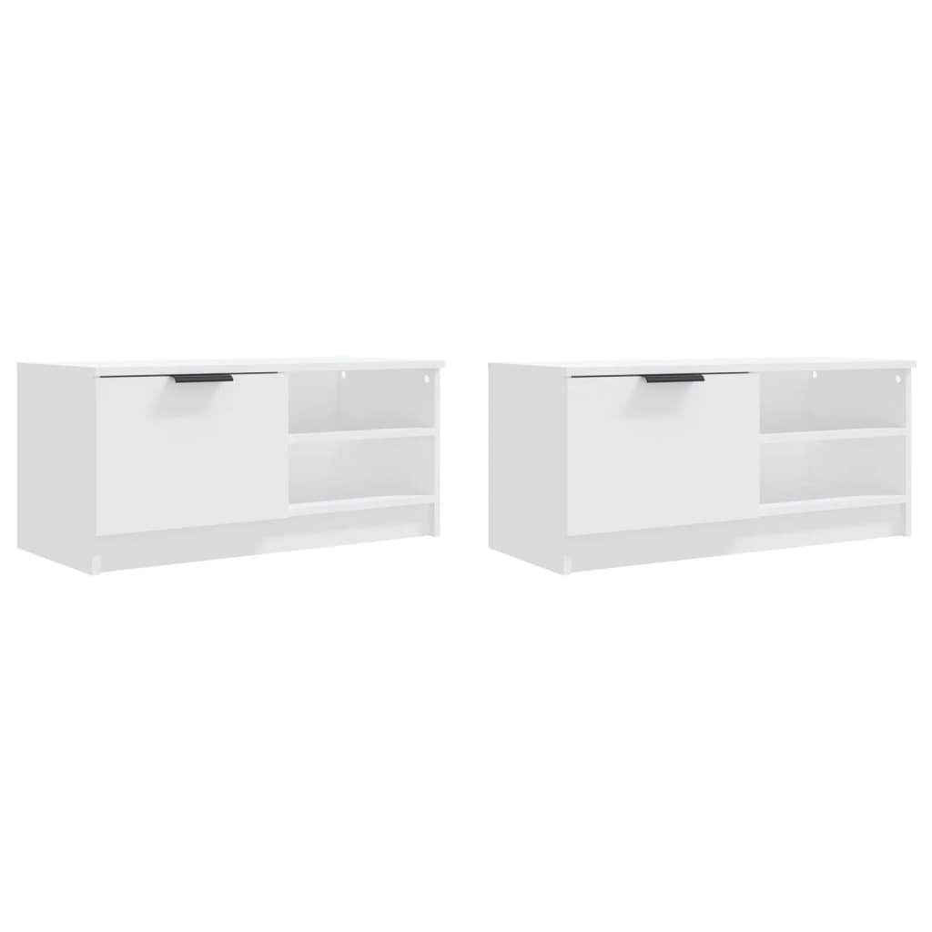 vidaXL Comodă TV, 2 buc., alb, 80x35x36,5 cm, lemn prelucrat