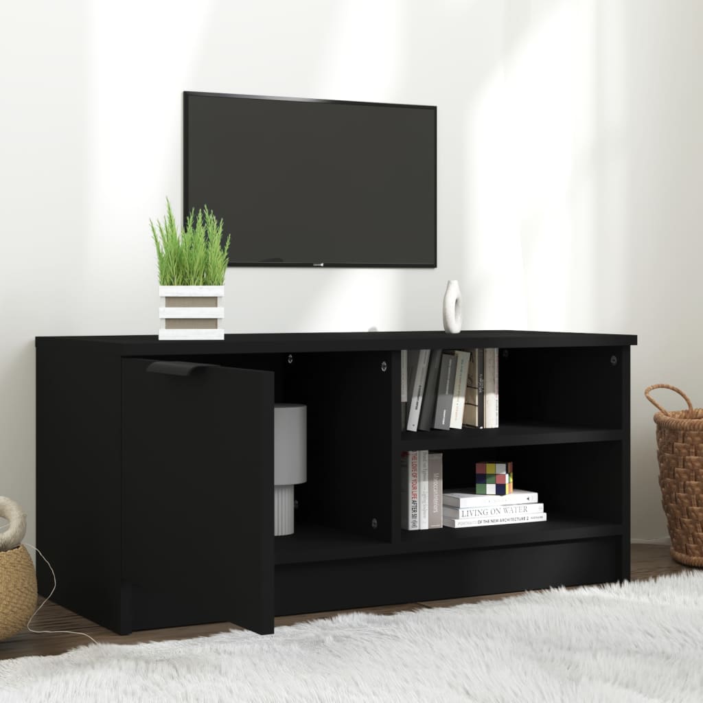 vidaXL Comodă TV, negru, 80x35x36,5 cm, lemn prelucrat
