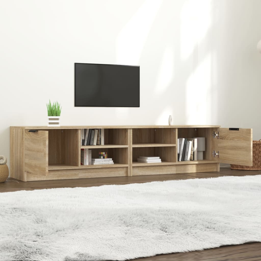 vidaXL Comodă TV, 2 buc., stejar sonoma, 80x35x36,5 cm, lemn prelucrat