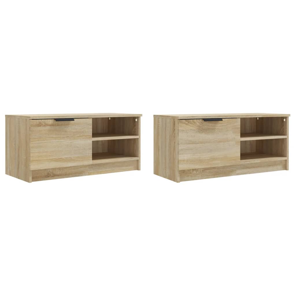 vidaXL Comodă TV, 2 buc., stejar sonoma, 80x35x36,5 cm, lemn prelucrat