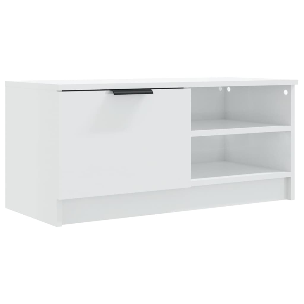 vidaXL Comodă TV, alb extralucios, 80x35x36,5 cm, lemn prelucrat