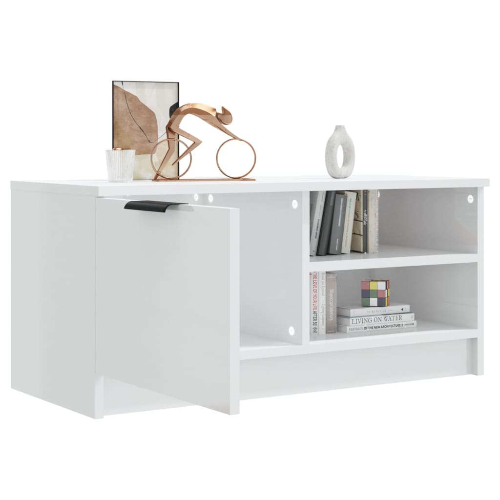 vidaXL Comodă TV, alb extralucios, 80x35x36,5 cm, lemn prelucrat