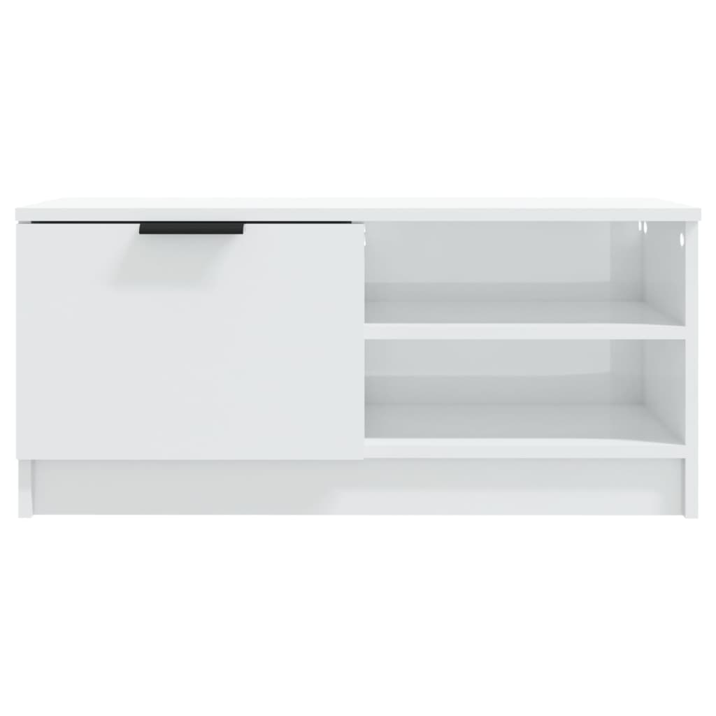 vidaXL Comodă TV, alb extralucios, 80x35x36,5 cm, lemn prelucrat