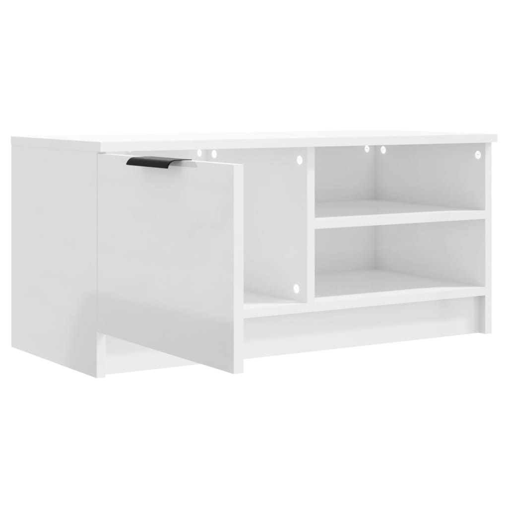 vidaXL Comodă TV, alb extralucios, 80x35x36,5 cm, lemn prelucrat