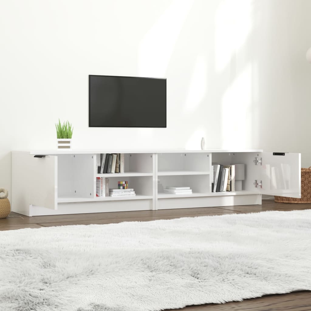 vidaXL Comodă TV,2 buc., alb extralucios,80x35x36,5 cm, lemn prelucrat