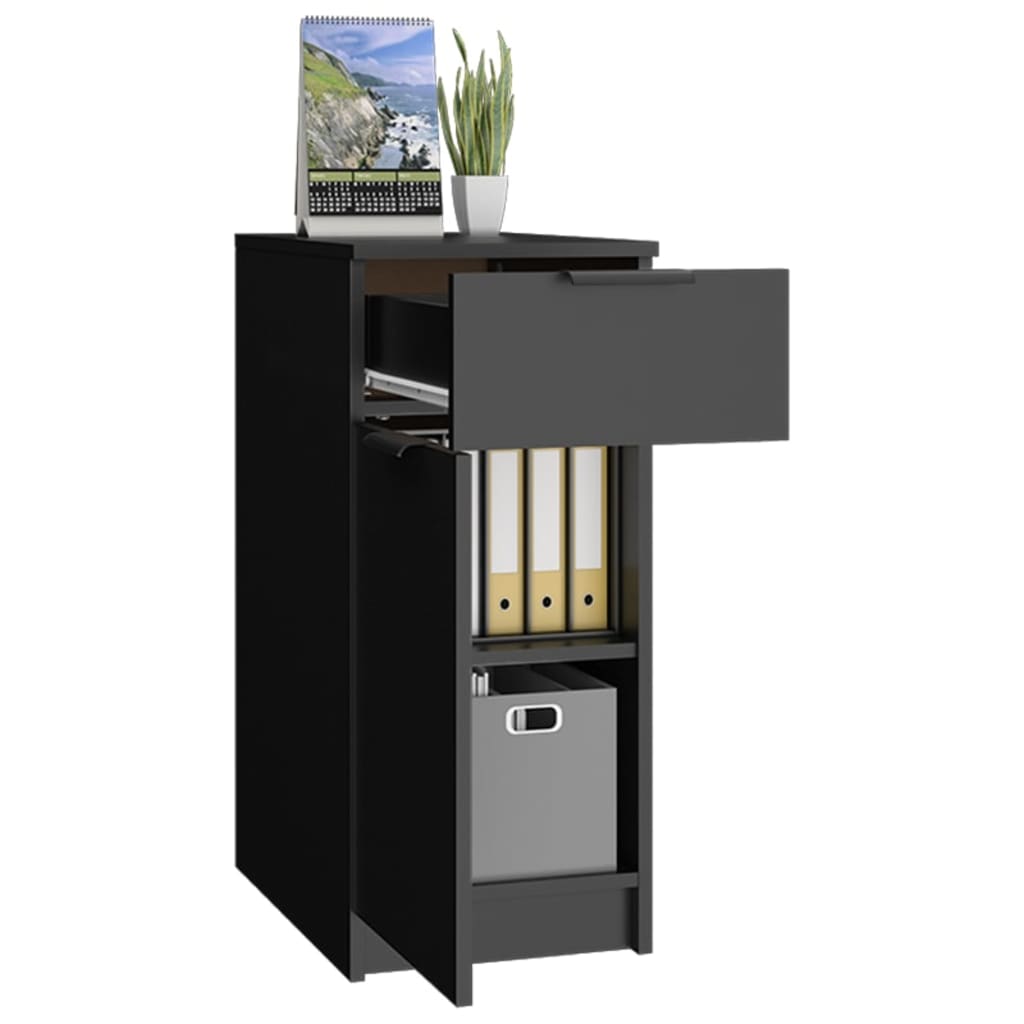 vidaXL Dulap de birou, negru, 33,5x50x75 cm, lemn prelucrat