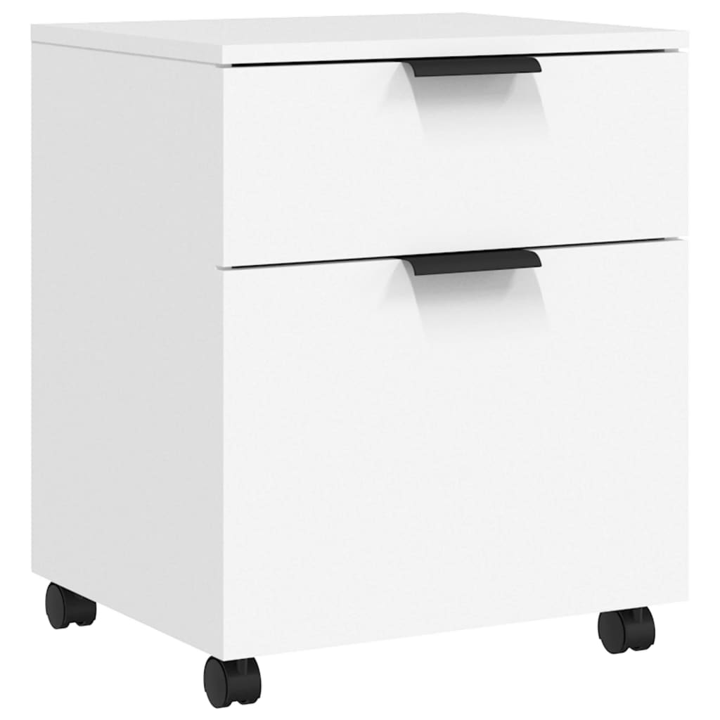 vidaXL Fișet mobil cu roți, alb, 45x38x54 cm, lemn prelucrat vidaXL Fișet mobil cu roți, alb, 45x38x54 cm, lemn prelucrat