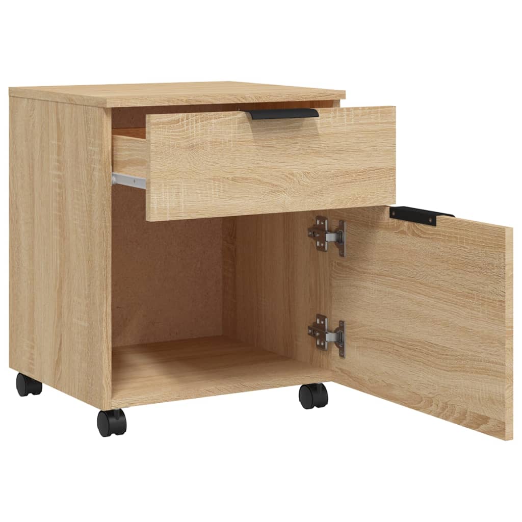 vidaXL Fișet mobil cu roți, stejar sonoma, 45x38x54 cm, lemn prelucrat vidaXL Fișet mobil cu roți, stejar sonoma, 45x38x54 cm, lemn prelucrat