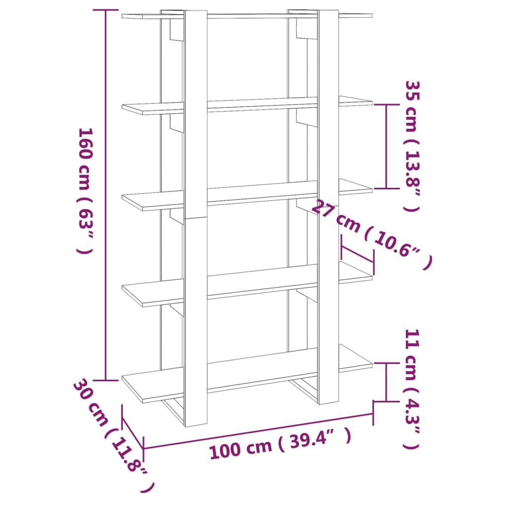 vidaXL Bibliotecă/Separator cameră, gri beton, 100x30x160 cm