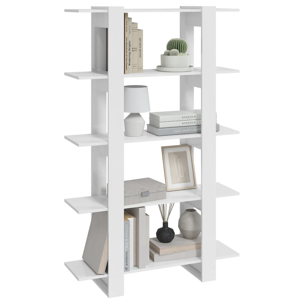vidaXL Bibliotecă/Separator cameră, alb extralucios, 100x30x160 cm vidaXL Bibliotecă/Separator cameră, alb extralucios, 100x30x160 cm